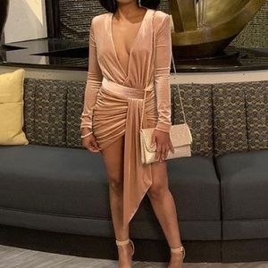 House of CB: Pink, deep V dress. XS